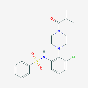 molecular formula C20H24ClN3O3S B351036 N-{3-chloro-2-[4-(2-methylpropanoyl)piperazin-1-yl]phenyl}benzenesulfonamide CAS No. 921120-67-4