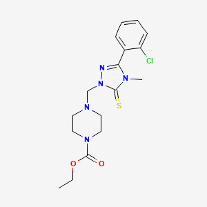 molecular formula C17H22ClN5O2S B3510421 ethyl 4-{[3-(2-chlorophenyl)-4-methyl-5-thioxo-4,5-dihydro-1H-1,2,4-triazol-1-yl]methyl}piperazine-1-carboxylate 