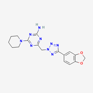 molecular formula C17H19N9O2 B3510441 4-{[5-(2H-1,3-BENZODIOXOL-5-YL)-2H-1,2,3,4-TETRAZOL-2-YL]METHYL}-6-(PIPERIDIN-1-YL)-1,3,5-TRIAZIN-2-AMINE 