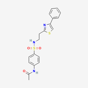 molecular formula C19H19N3O3S2 B3510449 N-(4-{[2-(4-phenyl-1,3-thiazol-2-yl)ethyl]sulfamoyl}phenyl)acetamide 