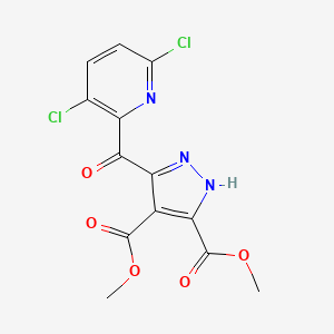 molecular formula C13H9Cl2N3O5 B3510454 4,5-DIMETHYL 3-(3,6-DICHLOROPYRIDINE-2-CARBONYL)-1H-PYRAZOLE-4,5-DICARBOXYLATE 