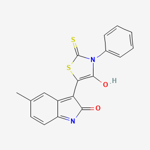 molecular formula C18H12N2O2S2 B3510461 (3Z)-5-methyl-3-(4-oxo-3-phenyl-2-thioxo-1,3-thiazolidin-5-ylidene)-1,3-dihydro-2H-indol-2-one 