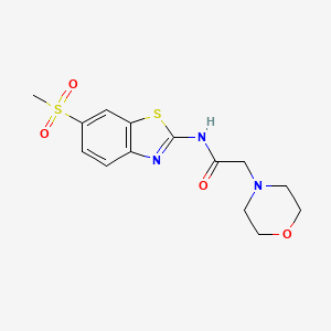 molecular formula C14H17N3O4S2 B3510470 N-[6-(methylsulfonyl)-1,3-benzothiazol-2-yl]-2-(4-morpholinyl)acetamide 