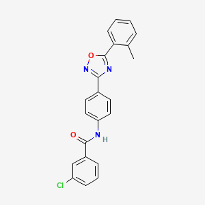 molecular formula C22H16ClN3O2 B3510472 3-chloro-N-{4-[5-(2-methylphenyl)-1,2,4-oxadiazol-3-yl]phenyl}benzamide 