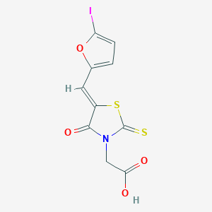 molecular formula C10H6INO4S2 B3510558 2-[(5Z)-5-[(5-iodofuran-2-yl)methylidene]-4-oxo-2-sulfanylidene-1,3-thiazolidin-3-yl]acetic acid 