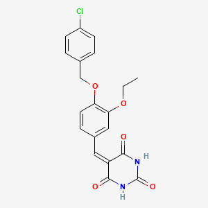 molecular formula C20H17ClN2O5 B3510567 5-[[4-[(4-Chlorophenyl)methoxy]-3-ethoxyphenyl]methylidene]-1,3-diazinane-2,4,6-trione 