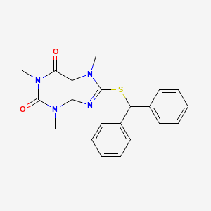 molecular formula C21H20N4O2S B3510602 8-[(diphenylmethyl)thio]-1,3,7-trimethyl-3,7-dihydro-1H-purine-2,6-dione 