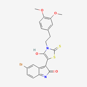 molecular formula C21H17BrN2O4S2 B3510632 (3Z)-5-bromo-3-{3-[2-(3,4-dimethoxyphenyl)ethyl]-4-oxo-2-thioxo-1,3-thiazolidin-5-ylidene}-1,3-dihydro-2H-indol-2-one 