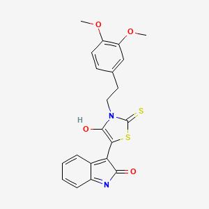 molecular formula C21H18N2O4S2 B3510639 (3Z)-3-{3-[2-(3,4-dimethoxyphenyl)ethyl]-4-oxo-2-thioxo-1,3-thiazolidin-5-ylidene}-1,3-dihydro-2H-indol-2-one 