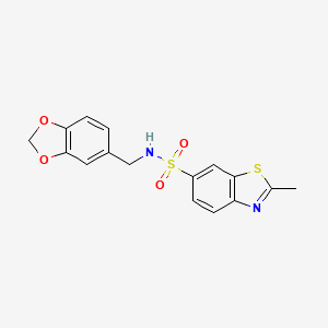 molecular formula C16H14N2O4S2 B3510735 N-(1,3-benzodioxol-5-ylmethyl)-2-methyl-1,3-benzothiazole-6-sulfonamide 