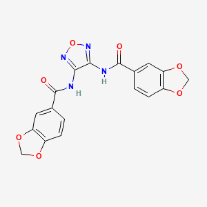 molecular formula C18H12N4O7 B3510773 N-[4-(2H-1,3-BENZODIOXOLE-5-AMIDO)-1,2,5-OXADIAZOL-3-YL]-2H-1,3-BENZODIOXOLE-5-CARBOXAMIDE 