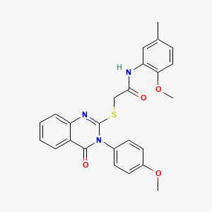 molecular formula C25H23N3O4S B3510775 N-(2-methoxy-5-methylphenyl)-2-{[3-(4-methoxyphenyl)-4-oxo-3,4-dihydroquinazolin-2-yl]sulfanyl}acetamide 