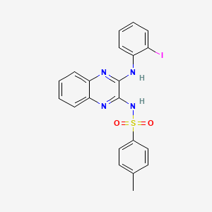 molecular formula C21H17IN4O2S B3510913 N-[3-(2-iodoanilino)quinoxalin-2-yl]-4-methylbenzenesulfonamide 