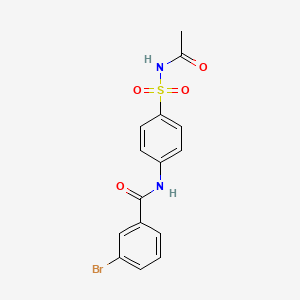 molecular formula C15H13BrN2O4S B3510916 N-[4-(acetylsulfamoyl)phenyl]-3-bromobenzamide CAS No. 5565-15-1