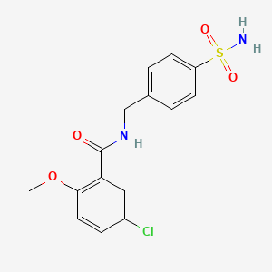 molecular formula C15H15ClN2O4S B3510969 5-chloro-2-methoxy-N-[(4-sulfamoylphenyl)methyl]benzamide 