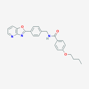molecular formula C24H23N3O3 B351097 4-butoxy-N-(4-[1,3]oxazolo[4,5-b]pyridin-2-ylbenzyl)benzamide CAS No. 895084-82-9