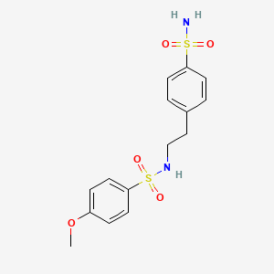 molecular formula C15H18N2O5S2 B3510984 4-METHOXY-N-[2-(4-SULFAMOYLPHENYL)ETHYL]BENZENE-1-SULFONAMIDE 