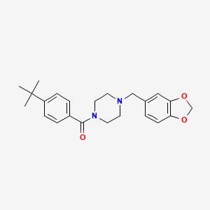 molecular formula C23H28N2O3 B3510989 1-[(2H-1,3-BENZODIOXOL-5-YL)METHYL]-4-(4-TERT-BUTYLBENZOYL)PIPERAZINE 