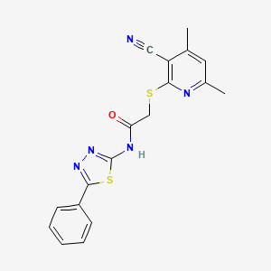 2-[(3-cyano-4,6-dimethyl-2-pyridinyl)thio]-N-(5-phenyl-1,3,4-thiadiazol-2-yl)acetamide