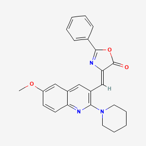 (4Z)-4-{[6-METHOXY-2-(PIPERIDIN-1-YL)QUINOLIN-3-YL]METHYLIDENE}-2-PHENYL-4,5-DIHYDRO-1,3-OXAZOL-5-ONE