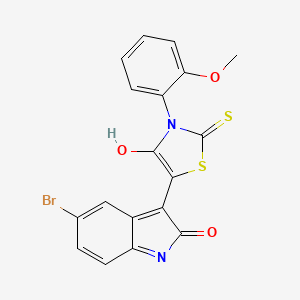 molecular formula C18H11BrN2O3S2 B3511133 (3Z)-5-bromo-3-[3-(2-methoxyphenyl)-4-oxo-2-thioxo-1,3-thiazolidin-5-ylidene]-1,3-dihydro-2H-indol-2-one 