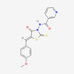 molecular formula C17H13N3O3S2 B3511149 N-[5-(4-Methoxy-benzylidene)-4-oxo-2-thioxo-thiazolidin-3-yl]-nicotinamide 