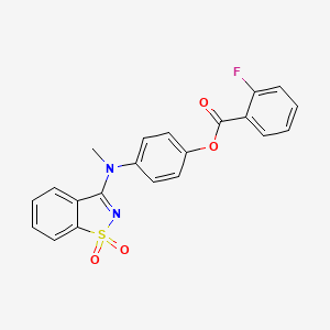 4-[(1,1-DIOXO-1H-1,2-BENZISOTHIAZOL-3-YL)(METHYL)AMINO]PHENYL 2-FLUOROBENZOATE