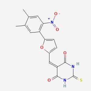 molecular formula C17H13N3O5S B3511183 5-{[5-(4,5-dimethyl-2-nitrophenyl)furan-2-yl]methylidene}-2-thioxodihydropyrimidine-4,6(1H,5H)-dione CAS No. 340968-05-0