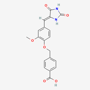 molecular formula C19H16N2O6 B3511247 4-[[4-[(Z)-(2,5-dioxoimidazolidin-4-ylidene)methyl]-2-methoxyphenoxy]methyl]benzoic acid 