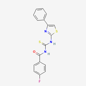 4-fluoro-N-{[(4-phenyl-1,3-thiazol-2-yl)amino]carbonothioyl}benzamide