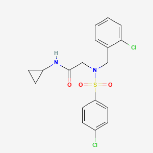 molecular formula C18H18Cl2N2O3S B3511405 N~2~-(2-chlorobenzyl)-N~2~-[(4-chlorophenyl)sulfonyl]-N-cyclopropylglycinamide 