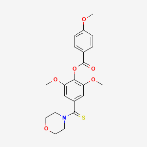 molecular formula C21H23NO6S B3511485 2,6-dimethoxy-4-(4-morpholinylcarbonothioyl)phenyl 4-methoxybenzoate 