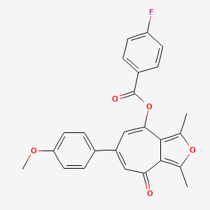 6-(4-methoxyphenyl)-1,3-dimethyl-4-oxo-4H-cyclohepta[c]furan-8-yl 4-fluorobenzoate