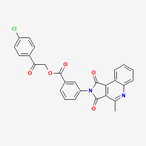 molecular formula C27H17ClN2O5 B3511563 2-(4-CHLOROPHENYL)-2-OXOETHYL 3-{4-METHYL-1,3-DIOXO-1H,2H,3H-PYRROLO[3,4-C]QUINOLIN-2-YL}BENZOATE 