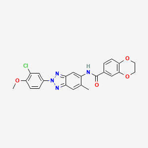 N-[2-(3-chloro-4-methoxyphenyl)-6-methyl-2H-1,2,3-benzotriazol-5-yl]-2,3-dihydro-1,4-benzodioxine-6-carboxamide