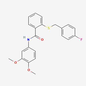 N-(3,4-DIMETHOXYPHENYL)-2-{[(4-FLUOROPHENYL)METHYL]SULFANYL}BENZAMIDE