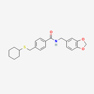 molecular formula C22H25NO3S B3511609 N-(1,3-benzodioxol-5-ylmethyl)-4-[(cyclohexylthio)methyl]benzamide 