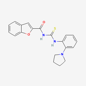 molecular formula C20H19N3O2S B3511652 N-{[2-(pyrrolidin-1-yl)phenyl]carbamothioyl}-1-benzofuran-2-carboxamide 