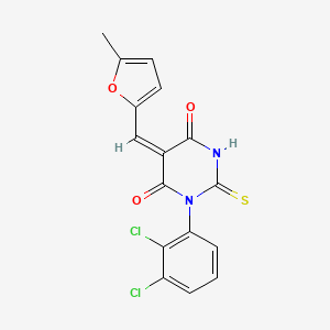 (5E)-1-(2,3-dichlorophenyl)-5-[(5-methylfuran-2-yl)methylidene]-2-sulfanylidene-1,3-diazinane-4,6-dione