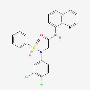 molecular formula C23H17Cl2N3O3S B3511726 2-[N-(benzenesulfonyl)-3,4-dichloroanilino]-N-quinolin-8-ylacetamide 