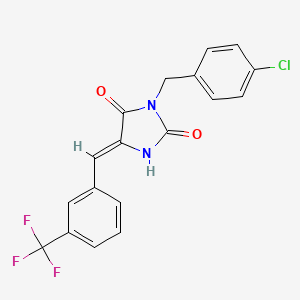 molecular formula C18H12ClF3N2O2 B3511740 (5Z)-3-[(4-Chlorophenyl)methyl]-5-{[3-(trifluoromethyl)phenyl]methylidene}imidazolidine-2,4-dione 