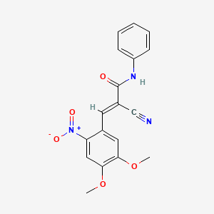 molecular formula C18H15N3O5 B3511781 2-cyano-3-(4,5-dimethoxy-2-nitrophenyl)-N-phenylacrylamide 