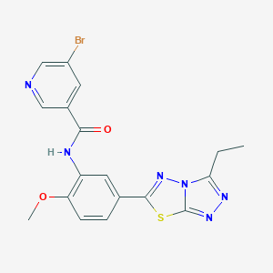 5-bromo-N-[5-(3-ethyl[1,2,4]triazolo[3,4-b][1,3,4]thiadiazol-6-yl)-2-methoxyphenyl]nicotinamide