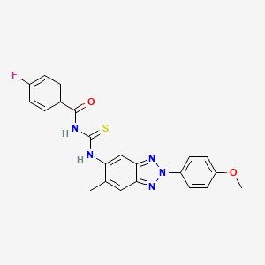 molecular formula C22H18FN5O2S B3511832 4-fluoro-N-{[2-(4-methoxyphenyl)-6-methyl-2H-benzotriazol-5-yl]carbamothioyl}benzamide 