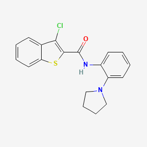 molecular formula C19H17ClN2OS B3511837 3-chloro-N-[2-(1-pyrrolidinyl)phenyl]-1-benzothiophene-2-carboxamide 