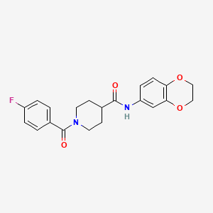 molecular formula C21H21FN2O4 B3511885 N-(2,3-dihydro-1,4-benzodioxin-6-yl)-1-[(4-fluorophenyl)carbonyl]piperidine-4-carboxamide 