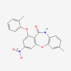 molecular formula C21H16N2O5 B3512036 7-methyl-1-(2-methylphenoxy)-3-nitrodibenzo[b,f][1,4]oxazepin-11(10H)-one 