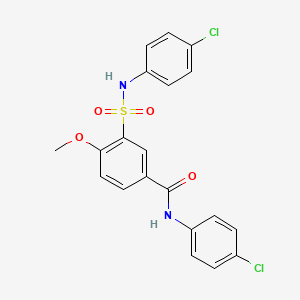 molecular formula C20H16Cl2N2O4S B3512107 N-(4-chlorophenyl)-3-[(4-chlorophenyl)sulfamoyl]-4-methoxybenzamide 