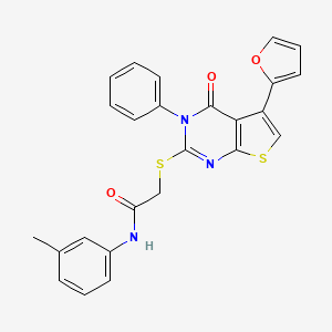 molecular formula C25H19N3O3S2 B3512125 2-{[5-(2-furyl)-4-oxo-3-phenyl-3,4-dihydrothieno[2,3-d]pyrimidin-2-yl]thio}-N-(3-methylphenyl)acetamide 