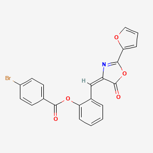 molecular formula C21H12BrNO5 B3512126 [2-[(E)-[2-(furan-2-yl)-5-oxo-1,3-oxazol-4-ylidene]methyl]phenyl] 4-bromobenzoate 